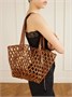 Плетеная сумка-тоут из дерева Panier с кожаной отделкой SAINT LAURENT, оранжевый 47339267