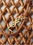 Плетеная сумка-тоут из дерева Panier с кожаной отделкой SAINT LAURENT, оранжевый 47339267