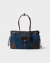 Большая джинсовая и кожаная сумка Prada Bonnie, синий 47343332