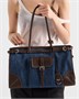 Большая джинсовая и кожаная сумка Prada Bonnie, синий 47343332
