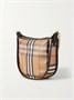Сумка на плечо из канвы с клетчатым узором и кожаной отделкой BURBERRY, бежевый 47345429