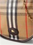 Сумка на плечо из канвы с клетчатым узором и кожаной отделкой BURBERRY, бежевый 47345429