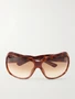 Квадратные черепаховые солнцезащитные очки из ацетата Gucci Eyewear, коричневый 47348556