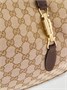 Сумка через плечо Jackie 1961 из брезента с принтом и кожаной отделкой GUCCI, бежевый 47351190
