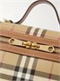 Косметичка-кейс в клетку с кожаной отделкой BURBERRY, коричневый 47359729