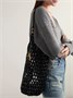 Деревянная сумка-тоут, украшенная бисером и кожей SAINT LAURENT, черный 47338587