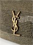 Icare макси плетеная сумка-тоут из рафии с кожаной отделкой SAINT LAURENT, бирюзовый 47339603