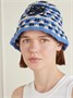 Вязаная шляпа-ведро из бумажной смеси с аппликацией логотипа LOEWE + Paula's Ibiza, синий 47343249