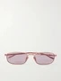 Прямоугольные солнцезащитные очки в бамбуковой оправе из металла Gucci Eyewear, розовый 47347025