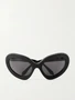 Круглые ацетатные солнцезащитные очки ALAÏA EYEWEAR, черный 47348414