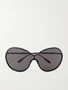 Маска, солнцезащитные очки с широкой круглой металлической оправой ALAÏA EYEWEAR, черный 47348570