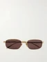 Золотистые солнцезащитные очки Gucci Eyewear Bamboo прямоугольной формы, золотой 47349012