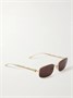 Золотистые солнцезащитные очки Gucci Eyewear Bamboo прямоугольной формы, золотой 47349012