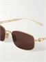 Золотистые солнцезащитные очки Gucci Eyewear Bamboo прямоугольной формы, золотой 47349012