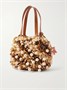 Мини-сумка с кожаной отделкой и бусинами из плетеной рафии Pom Pom Aquazzura, бежевый 47359025