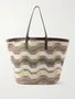 Сумка-тоут из тканого материала в полоску с отделкой из кожи Missoni, желтый 47339288