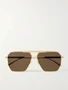 Оригинальные солнцезащитные очки-авиаторы золотистого цвета BOTTEGA VENETA EYEWEAR, золотой 47349485