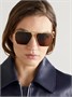 Оригинальные солнцезащитные очки-авиаторы золотистого цвета BOTTEGA VENETA EYEWEAR, золотой 47349485
