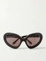 Круглые солнцезащитные очки из ацетата черепаховой расцветки ALAÏA EYEWEAR, коричневый 47350177