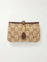 Кошелек Jackie из жаккардовой парусины с кожаной отделкой GUCCI, бежевый 47351467