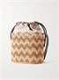 Маленькая полосатая сумка-ведро из рафии с кожаной отделкой Missoni, бежевый 47358056