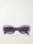 Солнцезащитные очки из ацетата с овальной оправой LOEWE EYEWEAR, фиолетовый 47368293