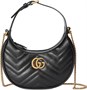 Женская сумка Gucci GG Marmont Mini полумесяц, черная 666713