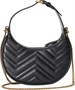 Женская сумка Gucci GG Marmont Mini полумесяц, черная 666713