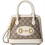 Мини-сумка Gucci Horsebit 1955 с верхней ручкой, кремовая 620065