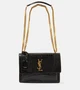 Сумка Sunset среднего размера из кожи с эффектом крокодила Saint Laurent, черный 2110079
