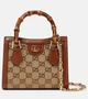 Сумка-тоут Gucci Diana Mini с тиснением GG, коричневая 2081803