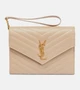 Кожаный клатч Cassandre Small с матовой отделкой Saint Laurent, бежевый 2106529