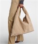 Hop Large Intrecciato плечевая сумка из замши Bottega Veneta, Ecru-Muse Brass 25641932