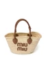 Соломенная сумка-тоут MIU MIU, нейтральный 25744082