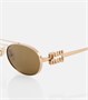 Овальные солнцезащитные очки Logo Miu Miu, Gold/Green 25623543