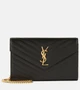 Кошелек Cassandre из матовой кожи на цепочке Saint Laurent, черный 2108748