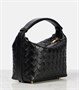 Уменьшенная кожаная сумка через плечо Wallace Mini Intrecciato Bottega Veneta, Black-Gold 25638590