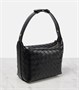 Уменьшенная кожаная сумка через плечо Wallace Mini Intrecciato Bottega Veneta, Black-Gold 25638590