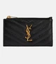 Кожаный кошелек на молнии с монограммой Saint Laurent, черный 2108800