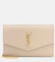 Маленький кожаный клатч Uptown Saint Laurent, бежевый 2110378
