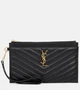Большой кожаный клатч с монограммой Saint Laurent, черный 2108674