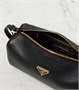 Мини лого кожаная сумка через плечо Prada, черный 25622132