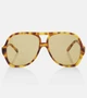 Авиаторские солнцезащитные очки с логотипом Chloé, Havana-Havana-Green 25622486