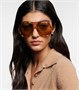 Авиаторские солнцезащитные очки с логотипом Chloé, Havana-Havana-Green 25622486