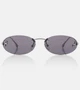 Первые овальные солнцезащитные очки Crystal Fendi, Shiny Ruthenium/Solid Smoke 25623711