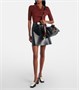 Мягкий звук Большая кожаная сумка через плечо Prada, черный 25639109