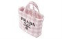 Маленькая женская сумка из соломы, лозы и рафии снежно-розового цвета PRADA 26491700