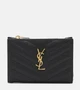 Кожаный кошелек на молнии с монограммой Saint Laurent, черный 2108796