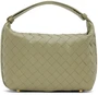 Зелёная мини-сумка Wallace Bottega Veneta, Travertine/Gold 21475074