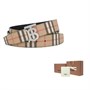 Мужской ремень Burberry из канваса и натуральной кожи, бежевый 10436866